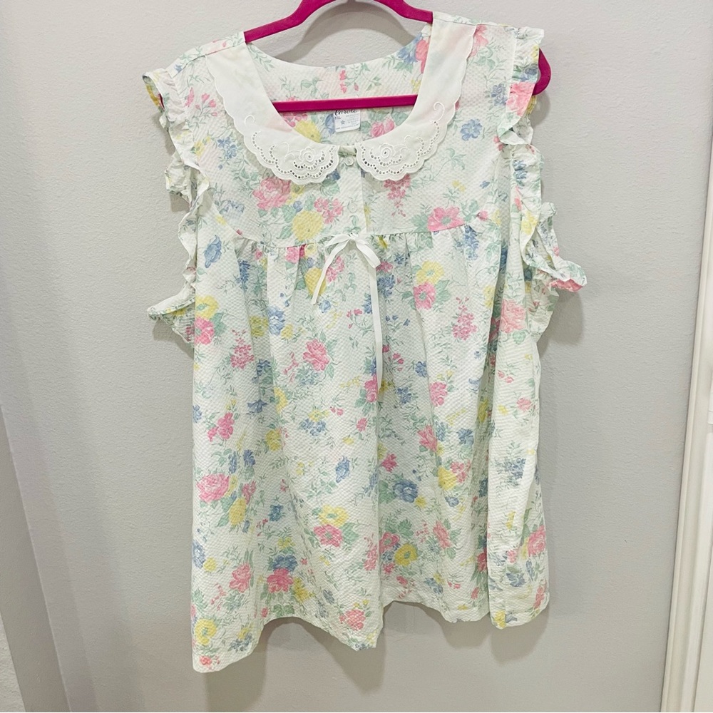 Carole Vintage White Floral Nightgown with Lace Collar Womens Plus Size XXL